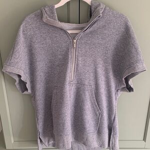 Heather Gray Short-Sleeve Half-Zip Hoodie